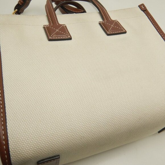 BURBERRY Mini Freya Tote 8044141 Bag Canvas x Leather Natural Brown Women's 2... - Picture 11 of 16